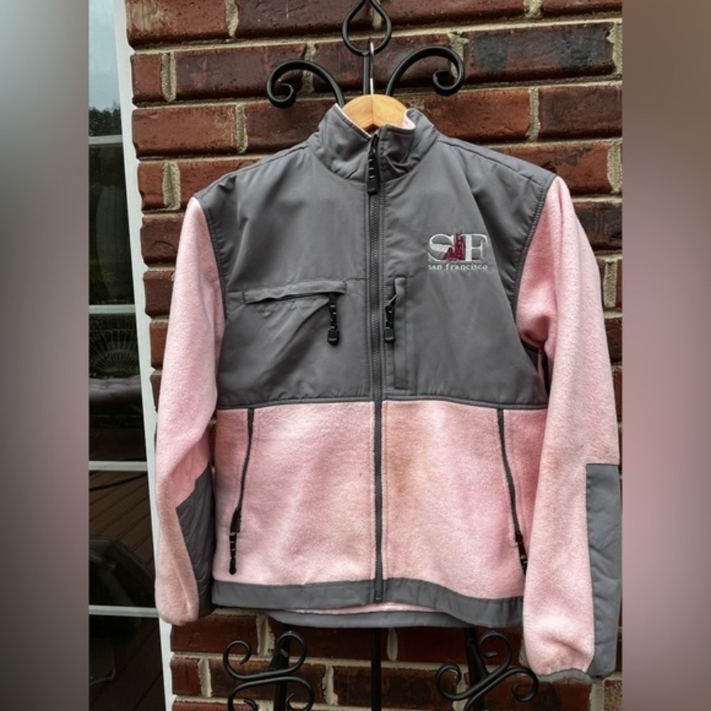 Gray and Pink Zip-Up San Francisco Jacket